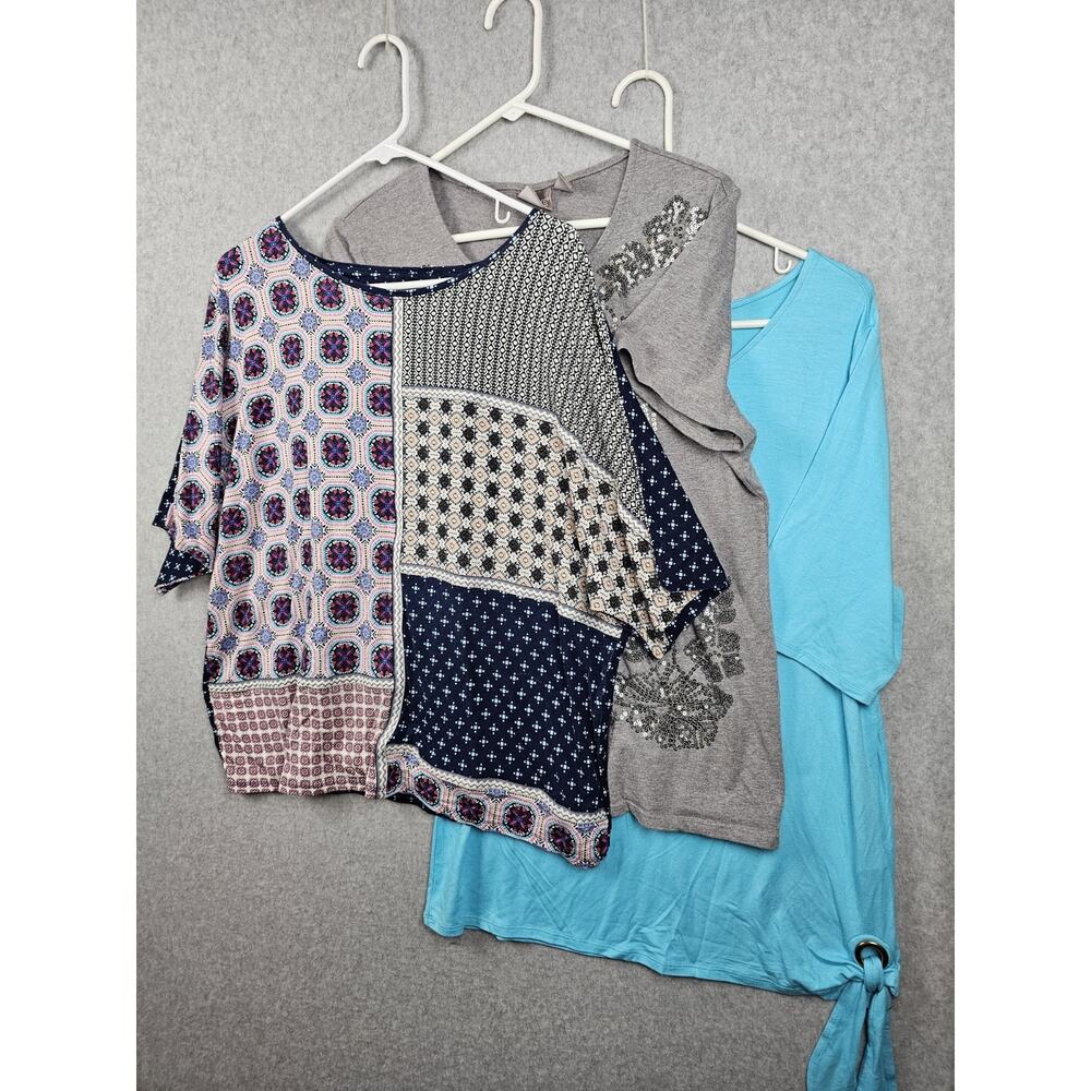 Mixed Lot of 8 Colorful Chico's Womens Size 2 Lrg Large Tops Blouse Shirts Dress